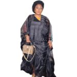 SA4049 African Attire For Women Black Abaya Embroidery Plus Size Elegant Party Church Dress With Scarf - Image 2