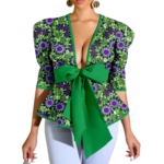 SA4065 Women’s African Print Crop Top – Ankara Blouse Sexy Party Wear Plus Size Summer Shirt - Image 5