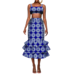 SA4066 African Clothes for Women – Crop Top & Midi Skirt 2 Piece Set | Dashiki Ankara Outfit