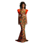 SA4063 African Women’s Dashiki 2-Piece Set – Flare Sleeve Crop Top & High Waist Maxi Skirt Ankara Party Outfit - Image 3