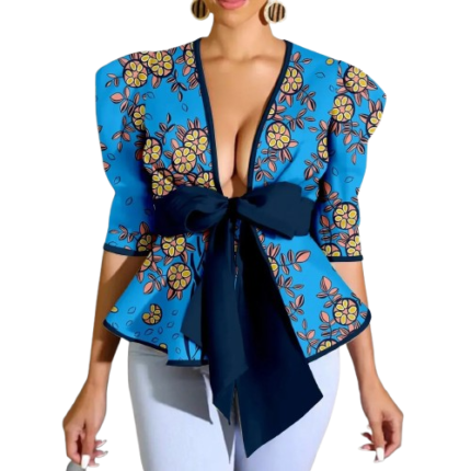 SA4065 Women’s African Print Crop Top – Ankara Blouse Sexy Party Wear Plus Size Summer Shirt