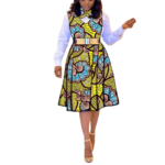 African Dress for Women – Ankara Print Bow Tie V-Neck Dress | Plus Size Bazin Riche Outfit - Image 4