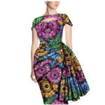 SA 4070 African Print Dress for Women – Short Sleeve Wrap Dashiki Ankara Midi Dress | Party & Wedding Outfit - Image 3