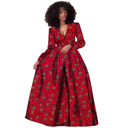 SA 4071 African Women Dress – Ankara Print Pure Cotton Bazin Riche Dashiki Maxi Dress