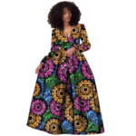 SA 4071 African Women Dress – Ankara Print Pure Cotton Bazin Riche Dashiki Maxi Dress - Image 2