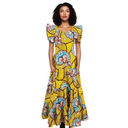African Dress for Women – Short Sleeve Dashiki Ankara Print Maxi Dress | Party & Wedding Outfit