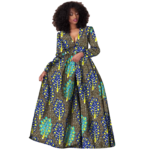 SA 4071 African Women Dress – Ankara Print Pure Cotton Bazin Riche Dashiki Maxi Dress - Image 10