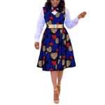 African Dress for Women – Ankara Print Bow Tie V-Neck Dress | Plus Size Bazin Riche Outfit - Image 10