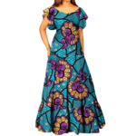 African Dress for Women – Short Sleeve Dashiki Ankara Print Maxi Dress | Party & Wedding Outfit - Image 4