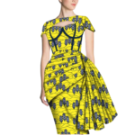 SA 4070 African Print Dress for Women – Short Sleeve Wrap Dashiki Ankara Midi Dress | Party & Wedding Outfit