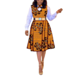 African Dress for Women – Ankara Print Bow Tie V-Neck Dress | Plus Size Bazin Riche Outfit - Image 9