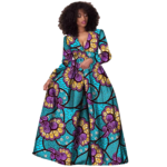 SA 4071 African Women Dress – Ankara Print Pure Cotton Bazin Riche Dashiki Maxi Dress - Image 9